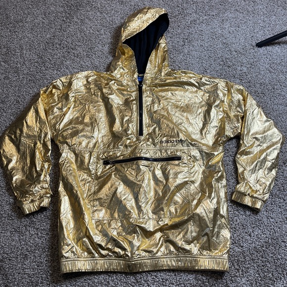 Adidas Originals Golden Windbreaker Hooded Lined Half-Zip BR0290 Women's XS - Picture 2 of 11